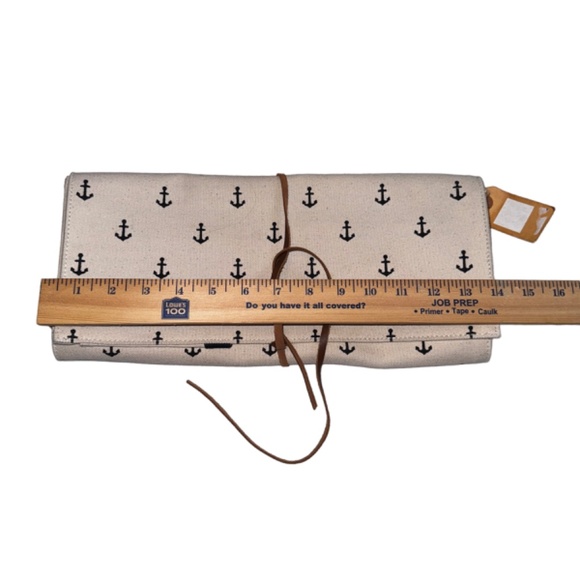 CB Station Canvas Multi Pocket Travel Roll Case Anchor Motif Tools Brushes - Picture 4 of 11